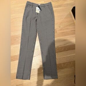 Mango navy and brown houndstooth trousers